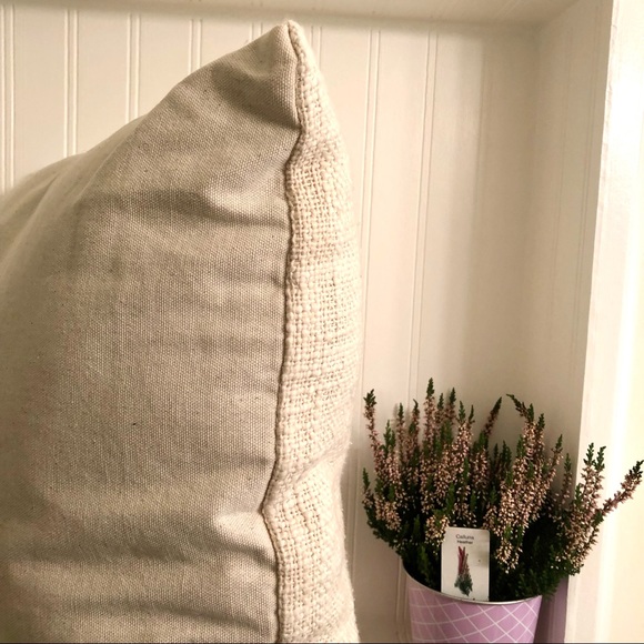 Soft Tan Textured Throw Pillow neutral accent pillow - Picture 6 of 10